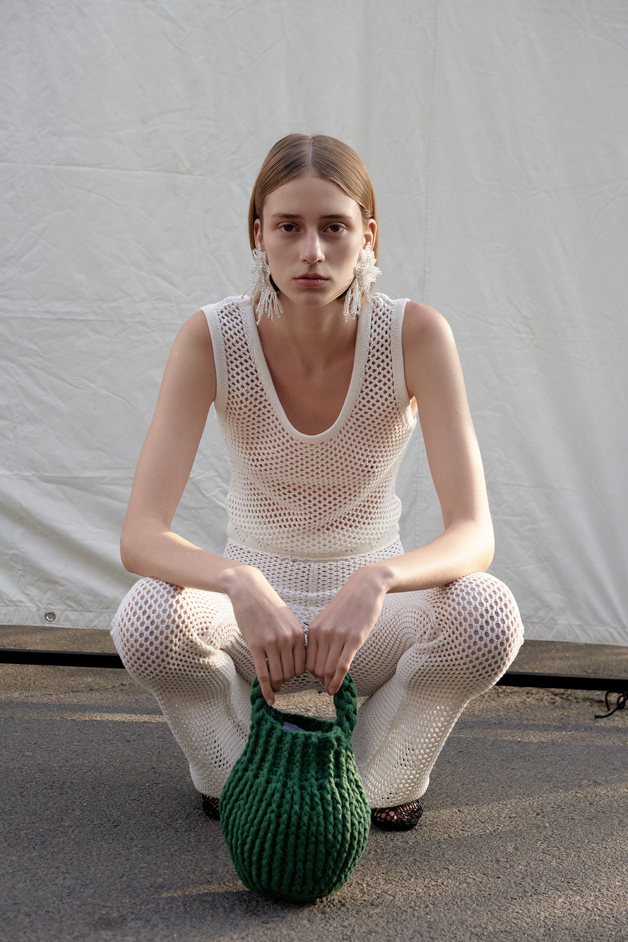 NET TANK TOP IVORY