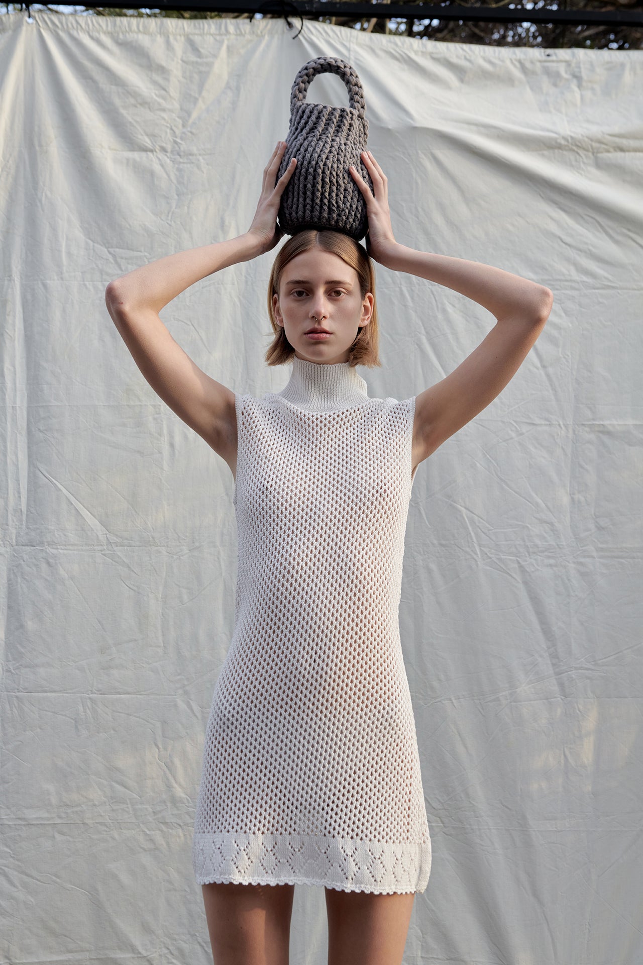 NET MINI DRESS IVORY