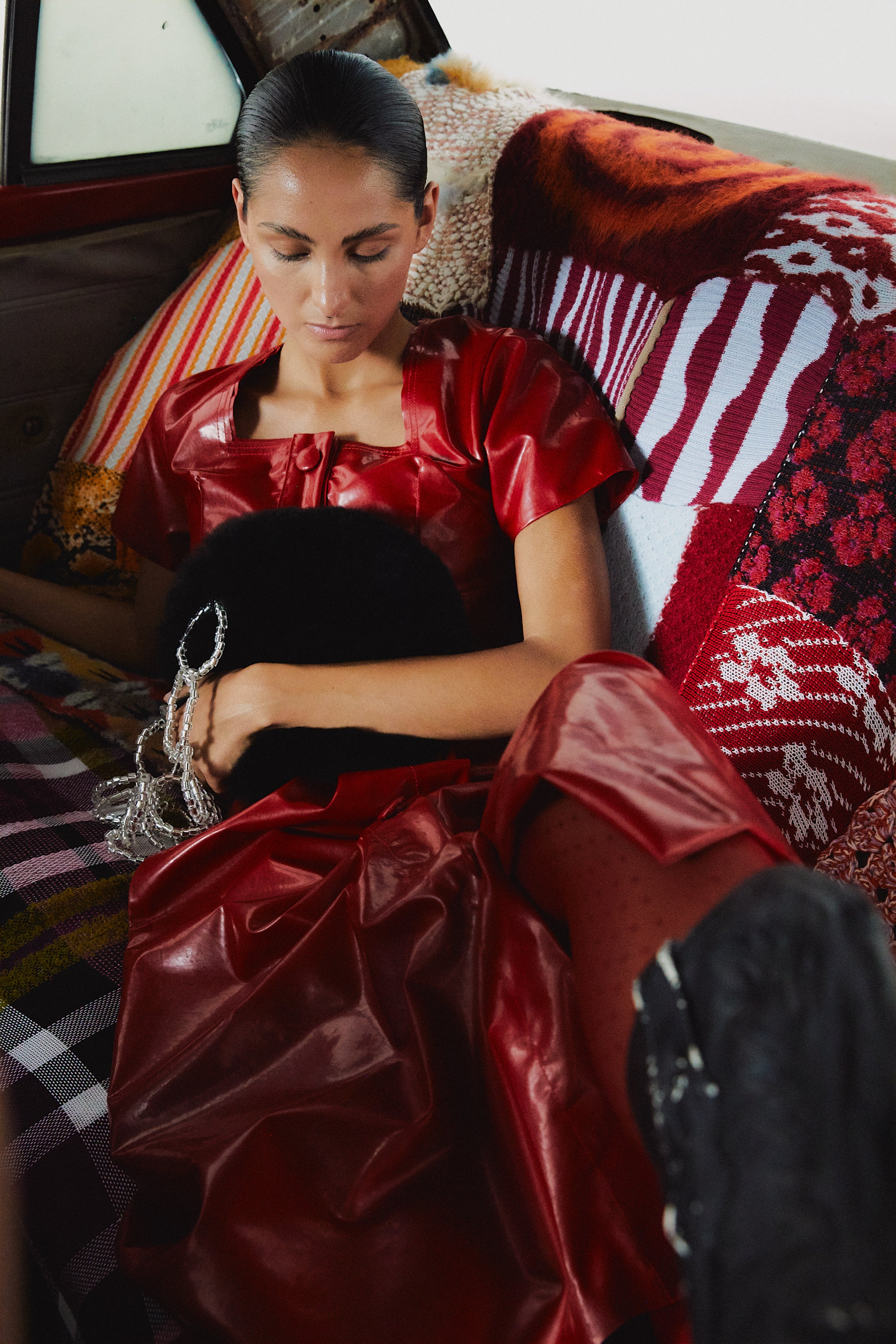 Circle Fur Bag Black