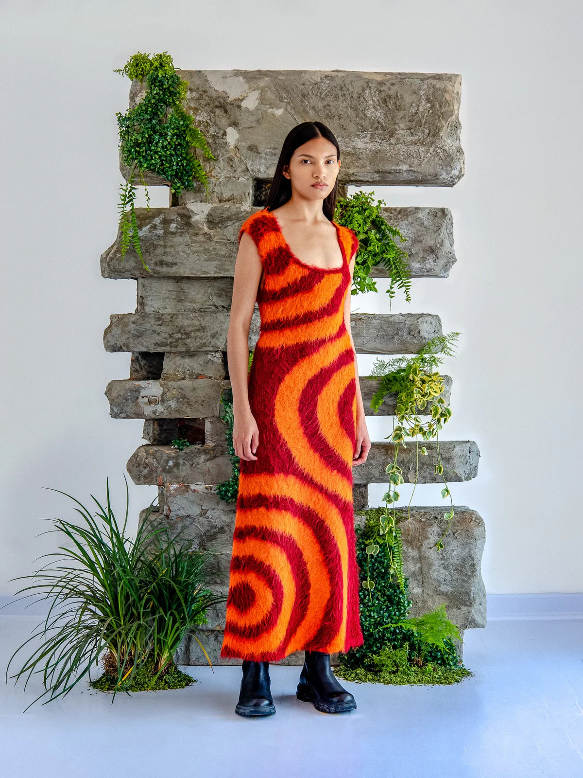 Circle Midi Dress Red