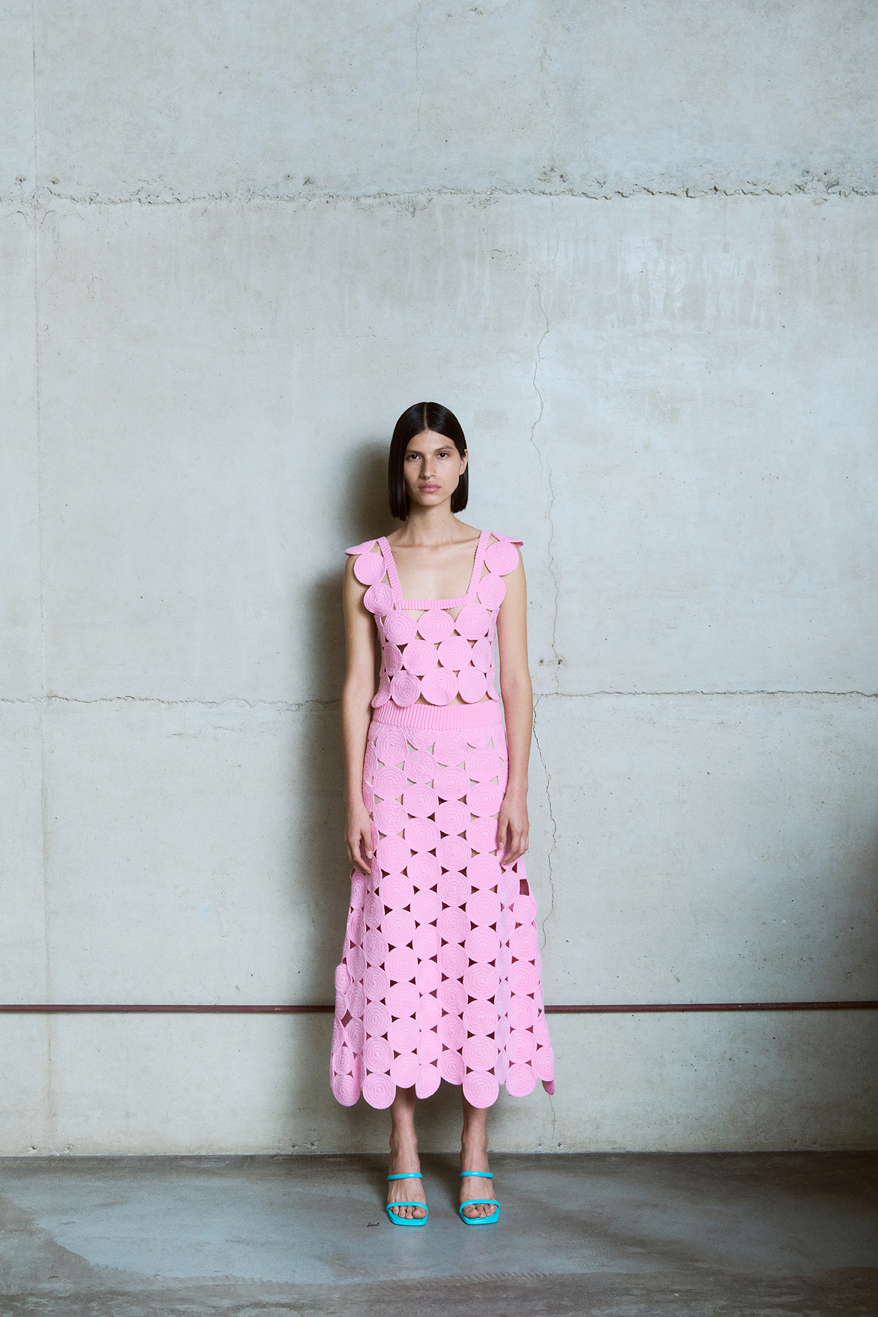 matin crochet dress Net Mini Dress