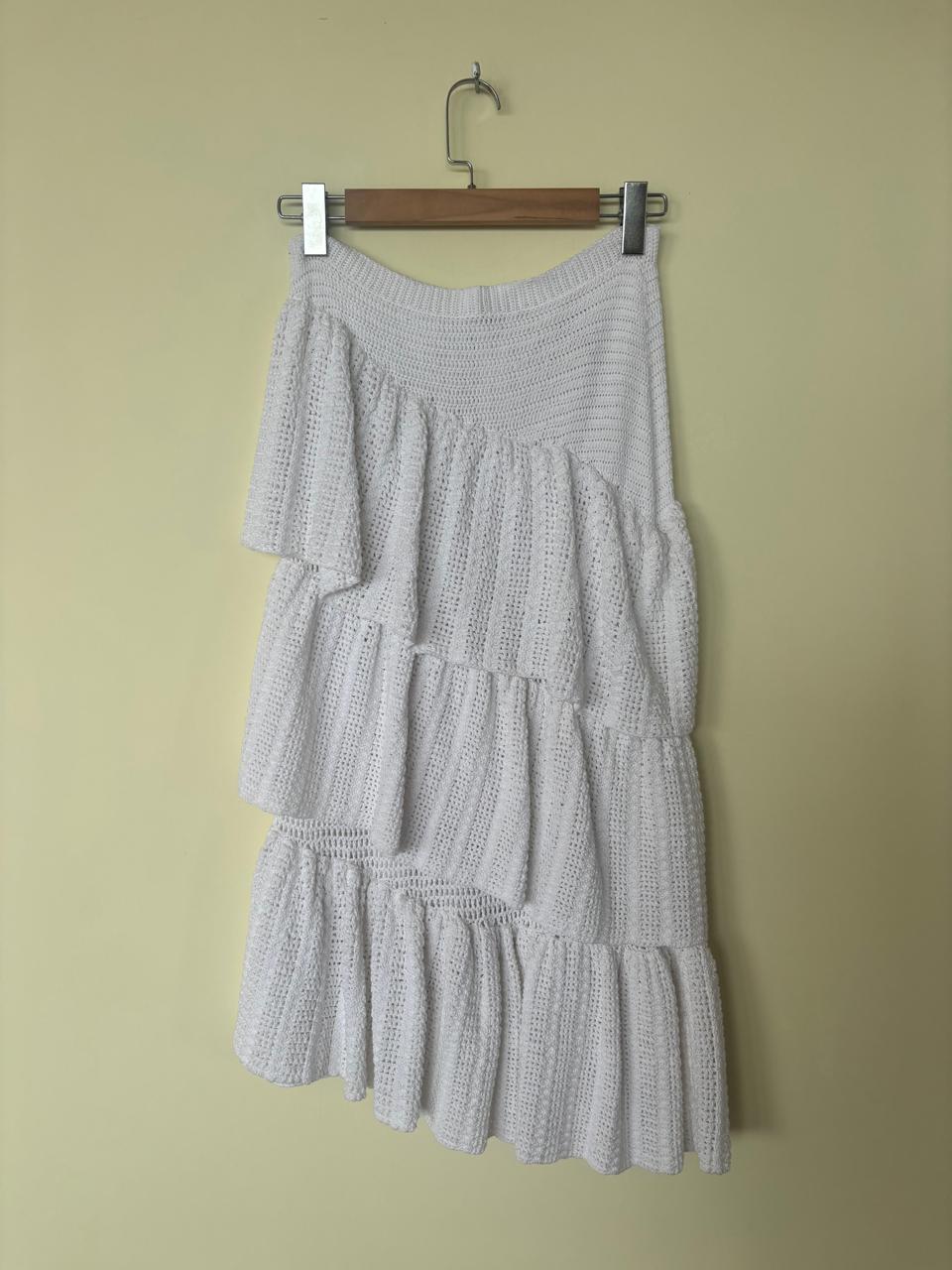 Flare Crochet Skirt White