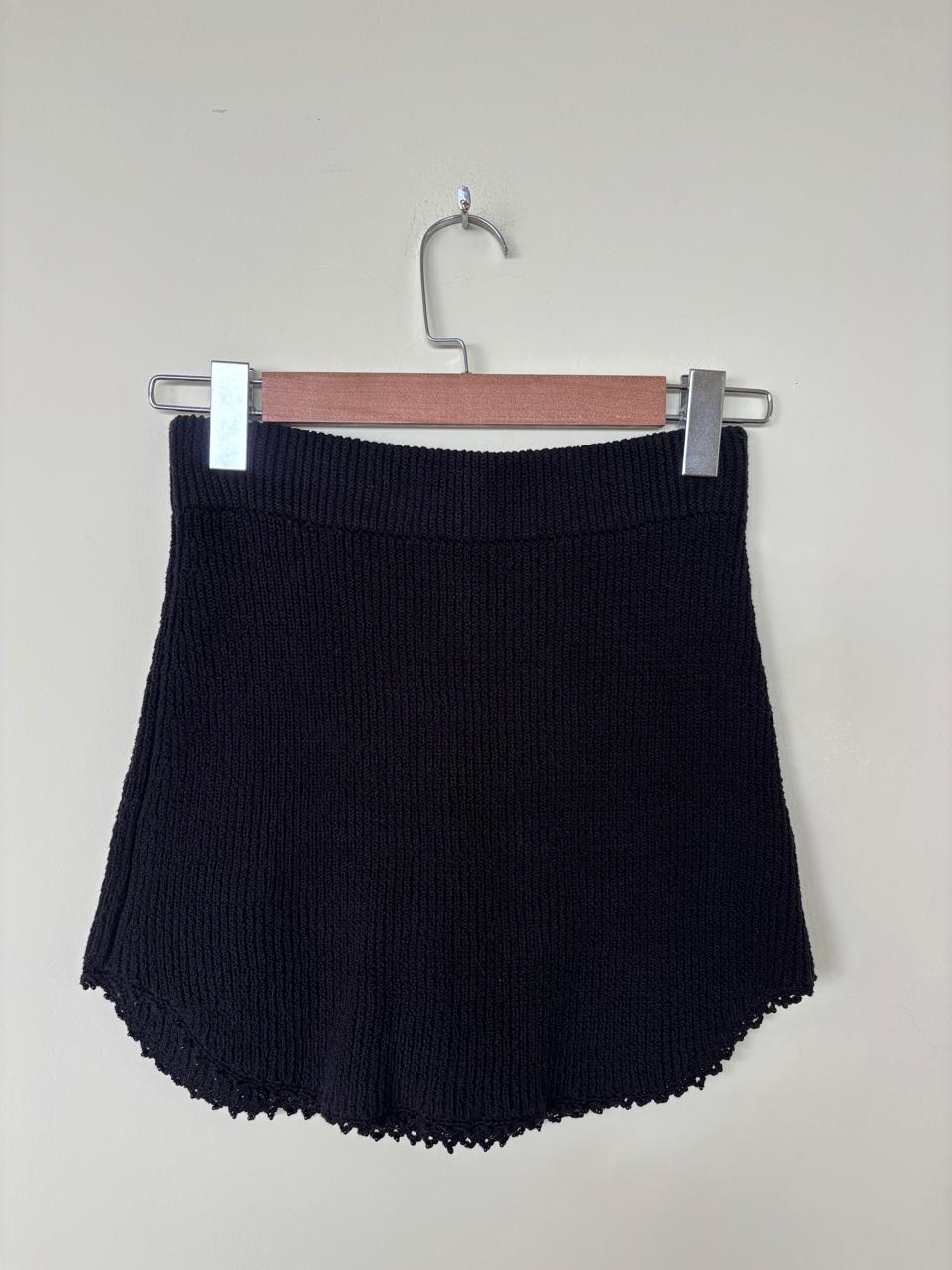 Rib Mini Skirt Black